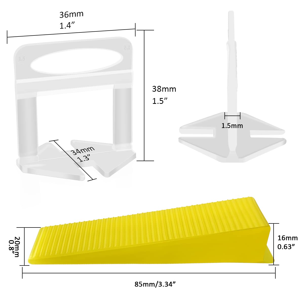 Close-up of DGSL 300-piece leveling clips securing tile alignment