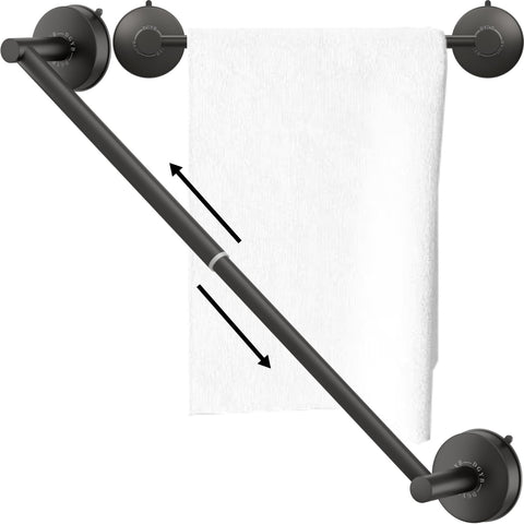 DGYB adjustable suction cup towel bar extended from 14 to 27 inches for versatile bathroom setups.