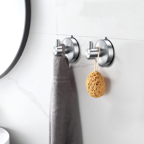 DGYB brushed nickel suction hook for loofahs and shower sponges.