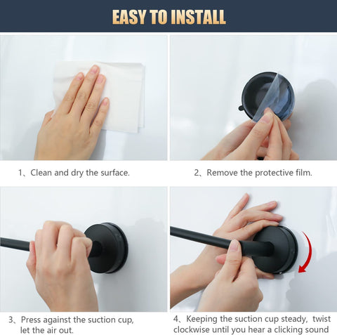 DGYB suction cup installation demonstrates easy repositioning without wall marks.