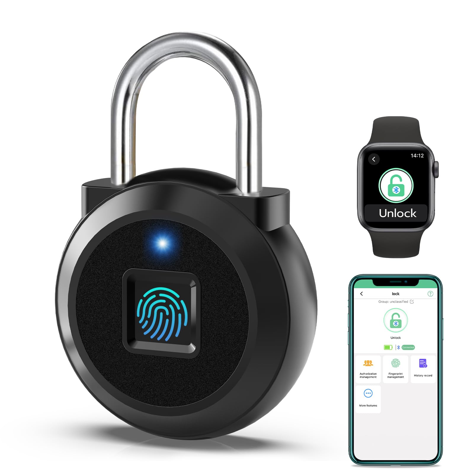 Dhiedas fingerprint lock front view for fast touch-to-unlock access.