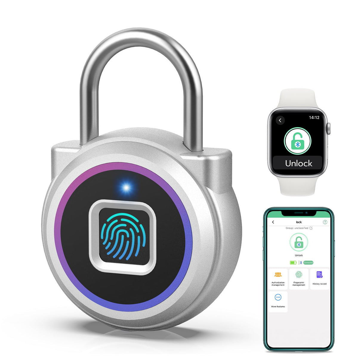 Dhiedas fingerprint padlock compact design secures gym lockers and bags.