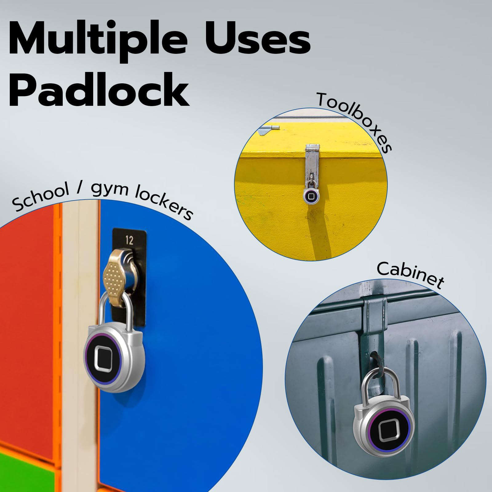 Dhiedas portable padlock with USB charging for long battery life.