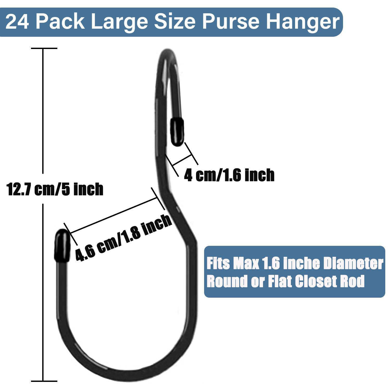 DHYLRICHER heavy-duty steel purse hook supports everyday handbags and belts.