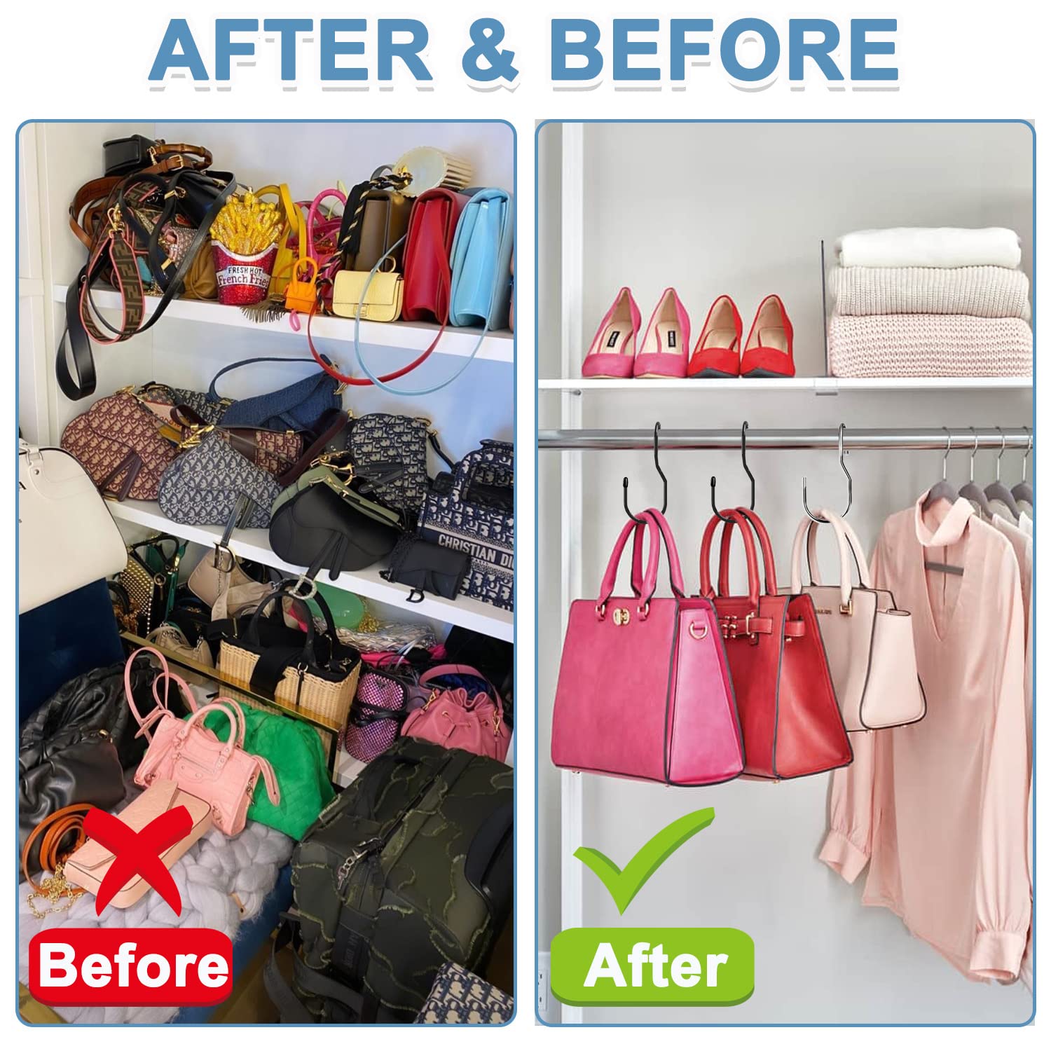 DHYLRICHER purse hanger large opening demonstrates capacity for bulkier items.