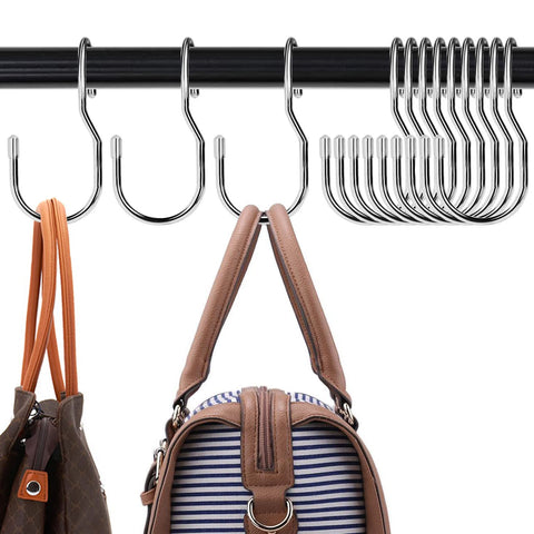 DHYLRICHER purse hanger with twist design on a closet rod, space-saving solution.