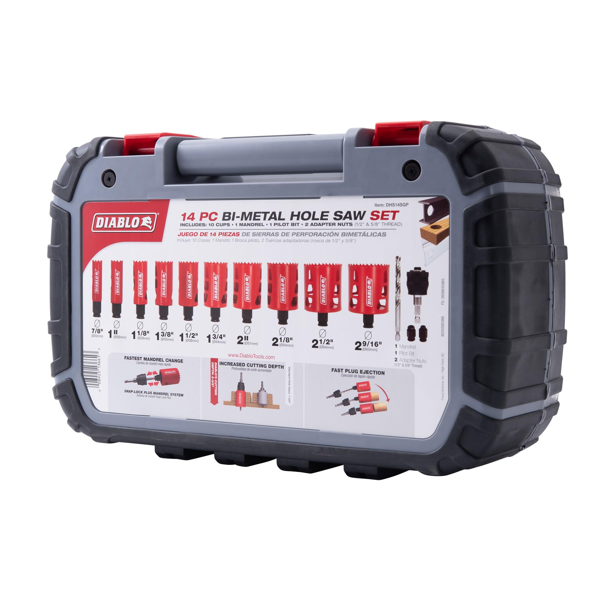 Diablo adaptor nuts ensure secure mandrel connections during use.