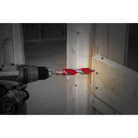 Diablo auger bit features deep flutes for efficient chip evacuation.