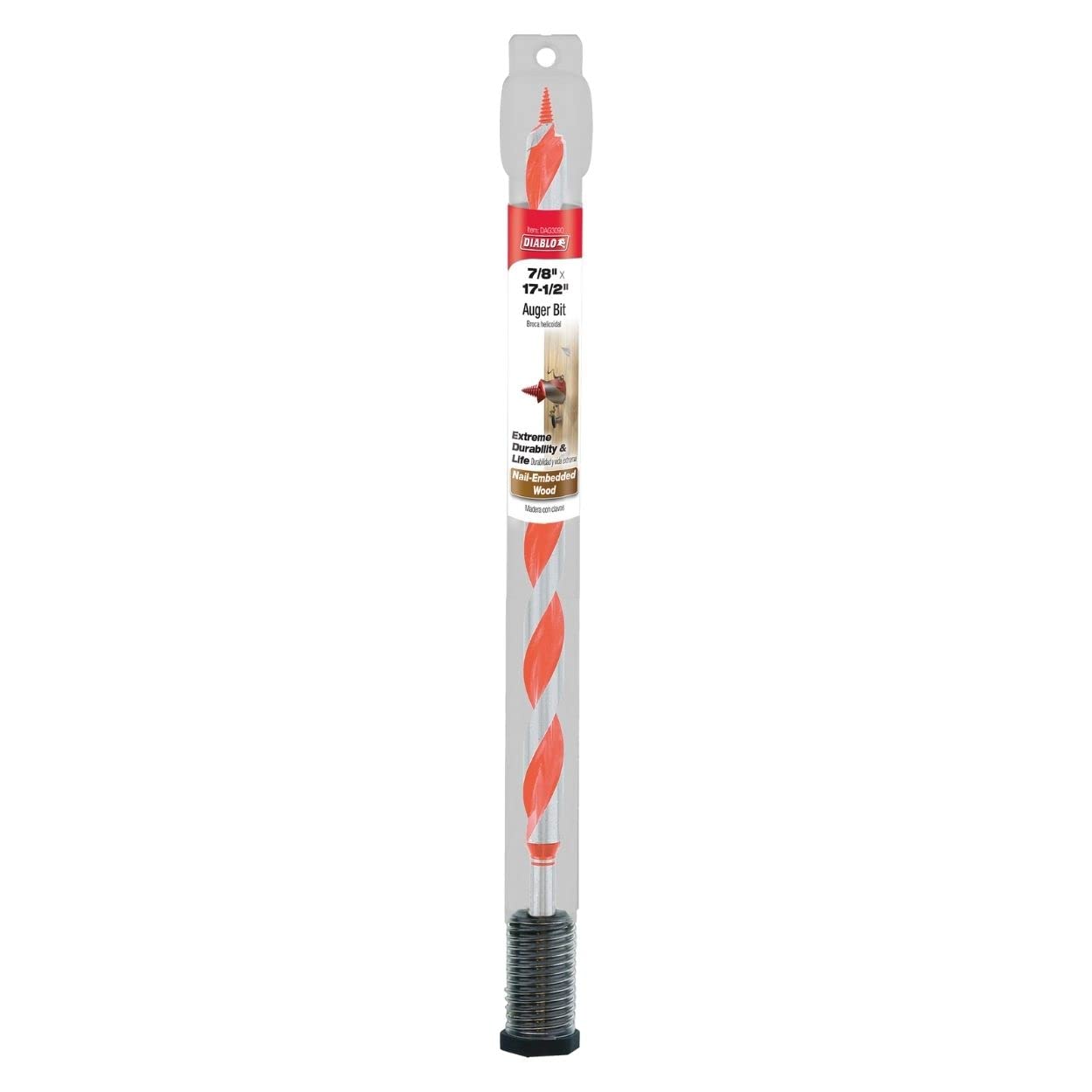 Diablo auger bit with deep flutes for efficient chip evacuation.