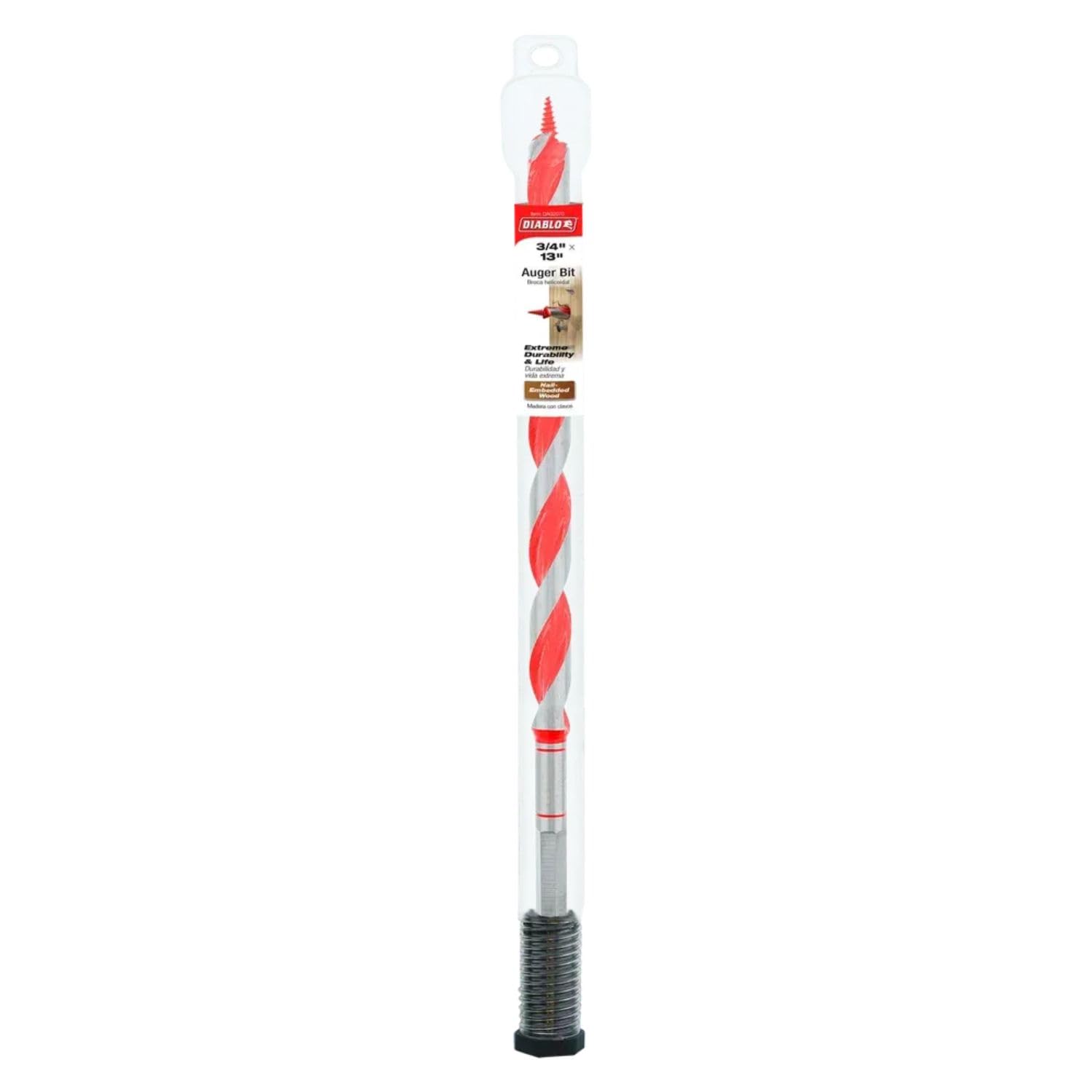 Diablo auger bit Dura-Tip close-up highlighting durable tip in action