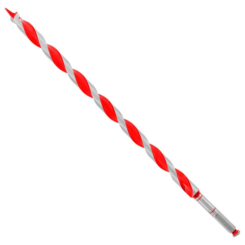 Diablo auger bit cutting through nail-embedded wood with Dura-Tip durability.