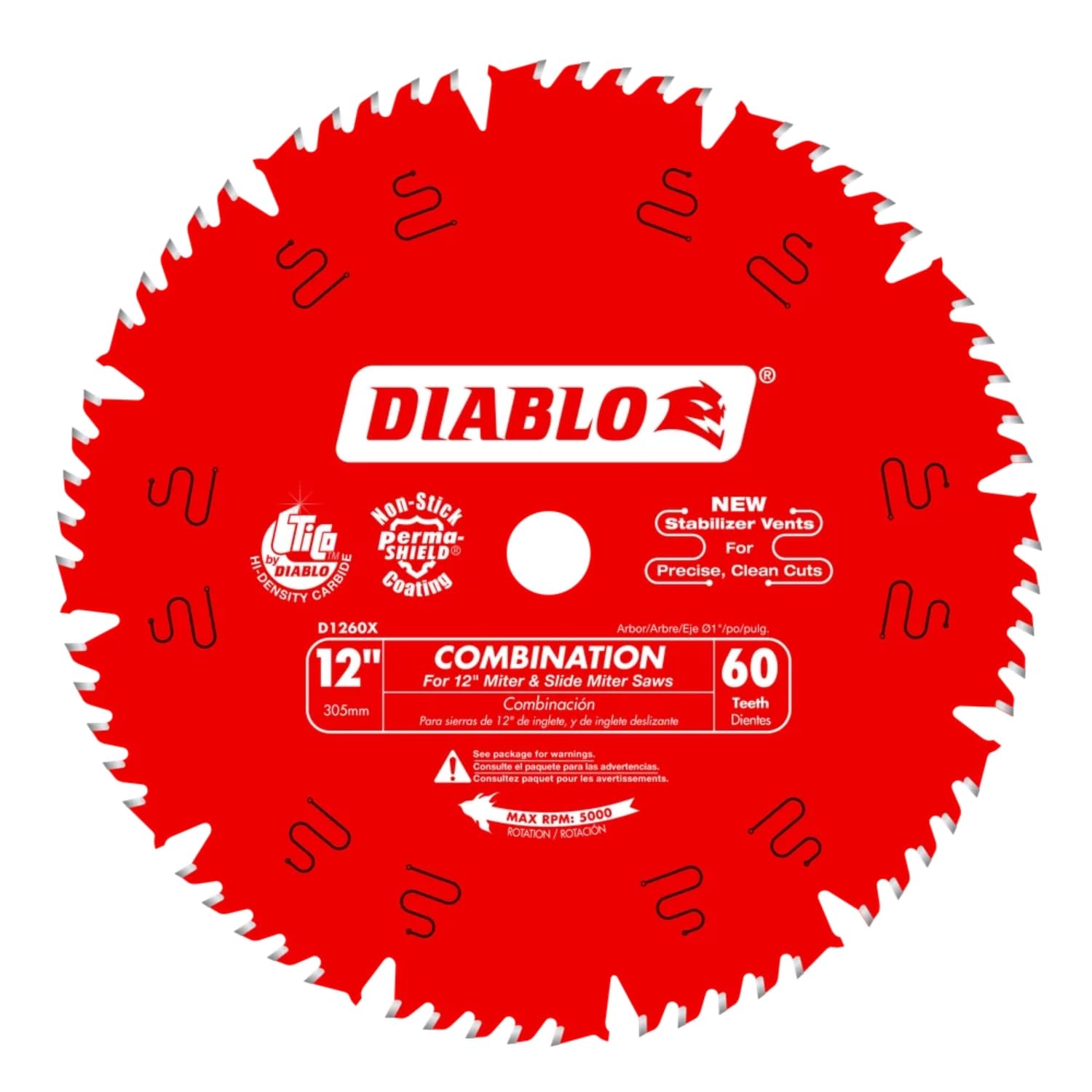 Diablo combination saw blade 12 inch with 60 teeth for clean rips.