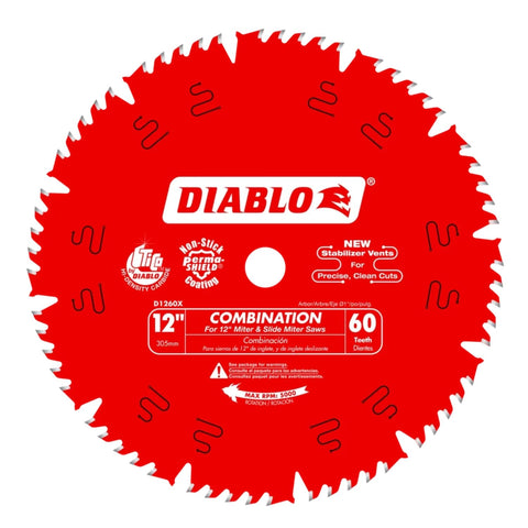 Diablo combination saw blade 12 inch with 60 teeth for clean rips.