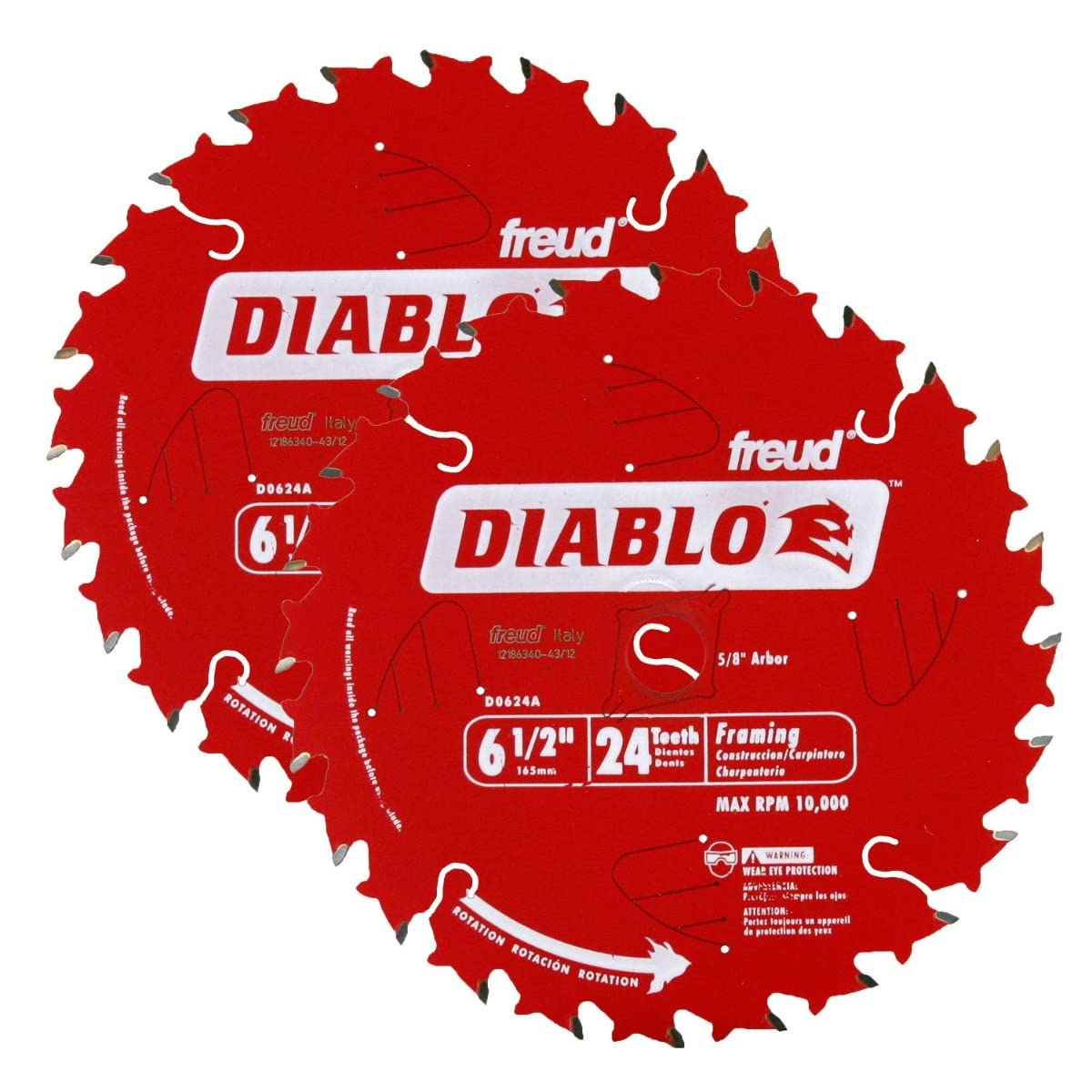Diablo D0624A 24T ATB blade close-up showing thin kerf and Perma-Shield protection for clean cuts.