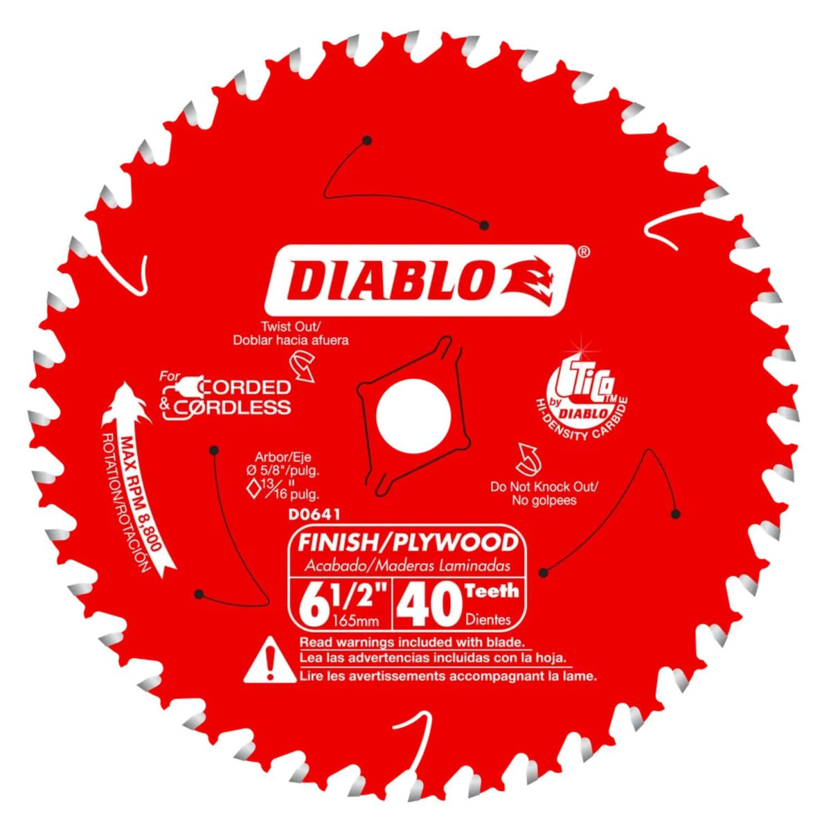 Diablo D0641X wood finishing blade with 40T for clean cuts