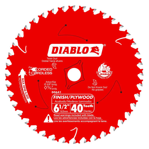 Diablo D0641X wood finishing blade with 40T for clean cuts