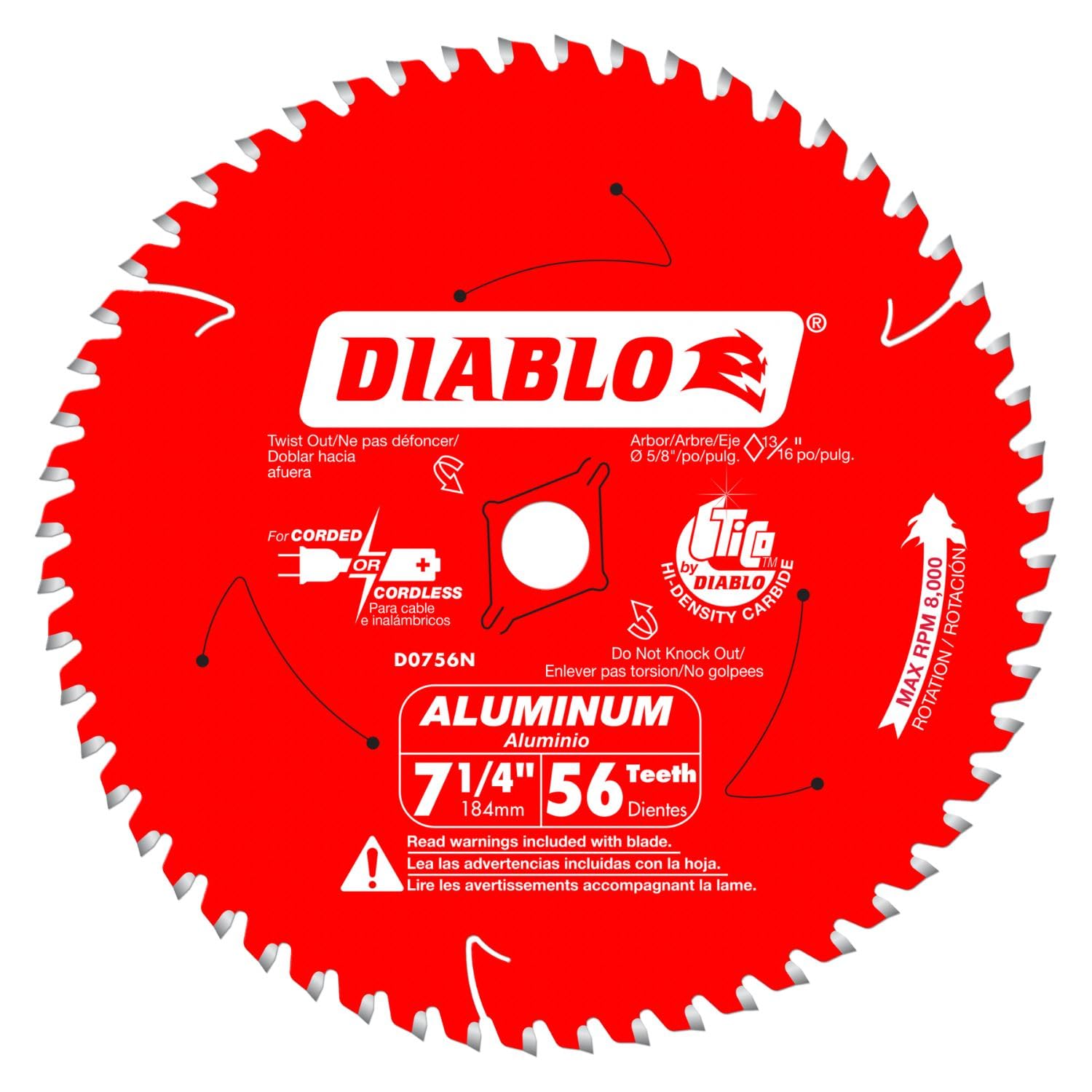 Diablo D0756N thick aluminum blade in action for precise nonferrous metal cuts