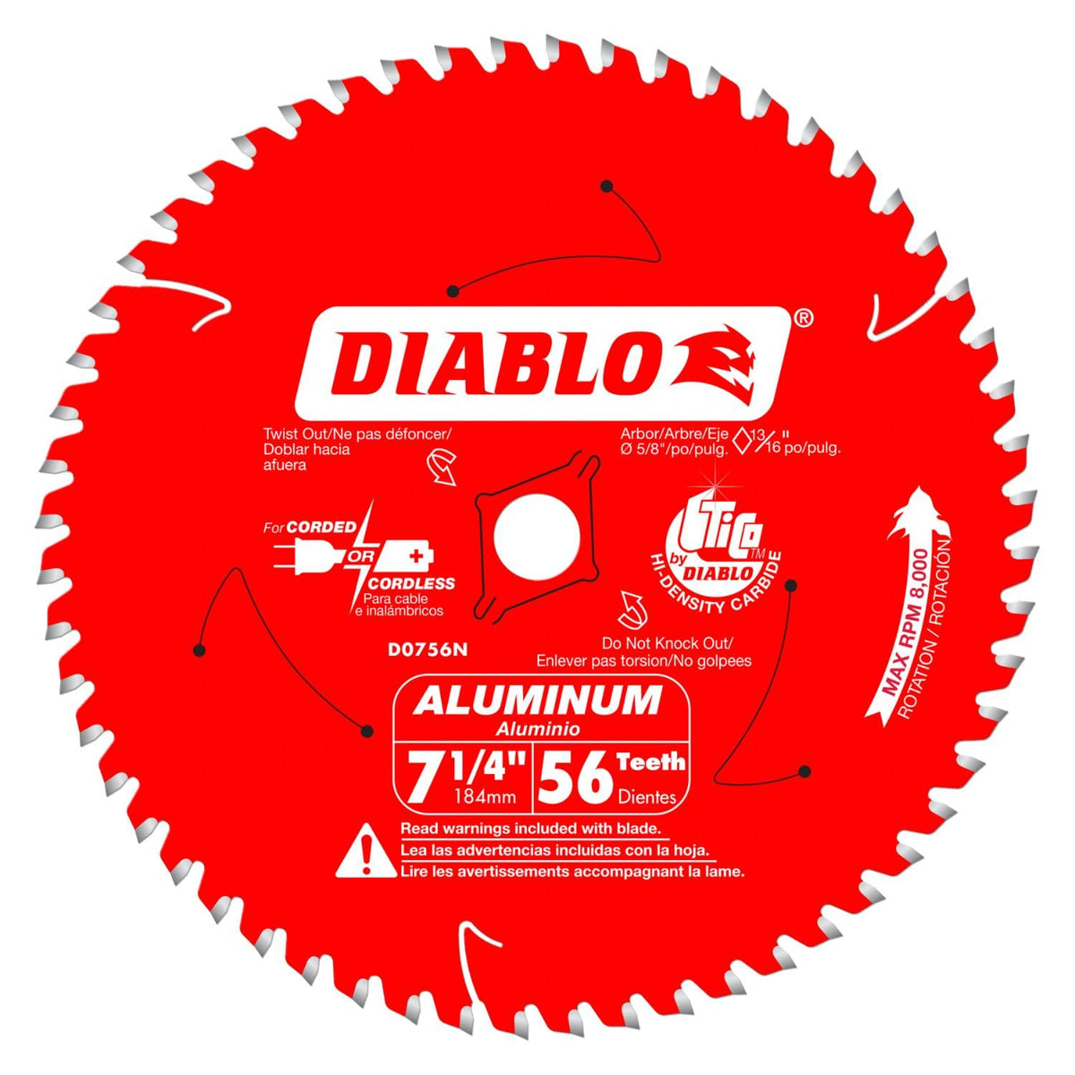 Diablo D0756N thick aluminum blade in action for precise nonferrous metal cuts