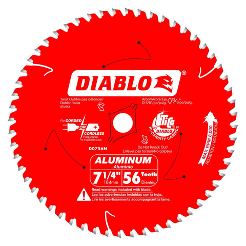 Diablo D0756N thick aluminum blade in action for precise nonferrous metal cuts