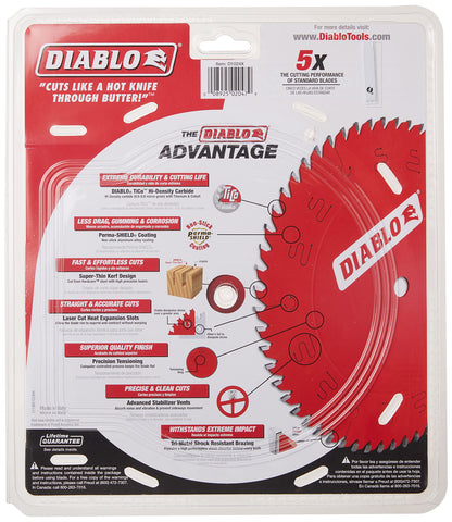 Diablo D1024X blade features laser-cut kerf for easier feeding and precise cuts