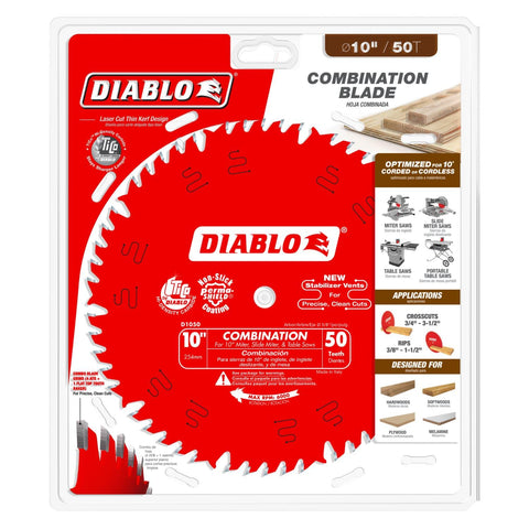 Diablo D1050X blade in action for smooth wood cuts and long blade life