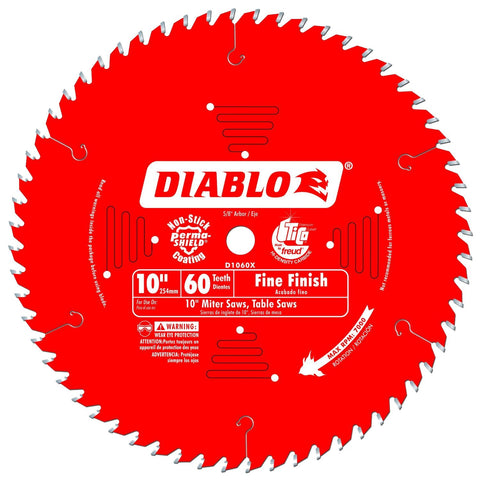 Diablo D1060X 10-inch 60-tooth finish blade for clean, precise crosscuts in wood.