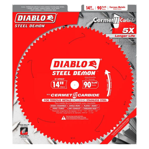 Diablo D1490CF blade in action cutting steel with fast, clean results