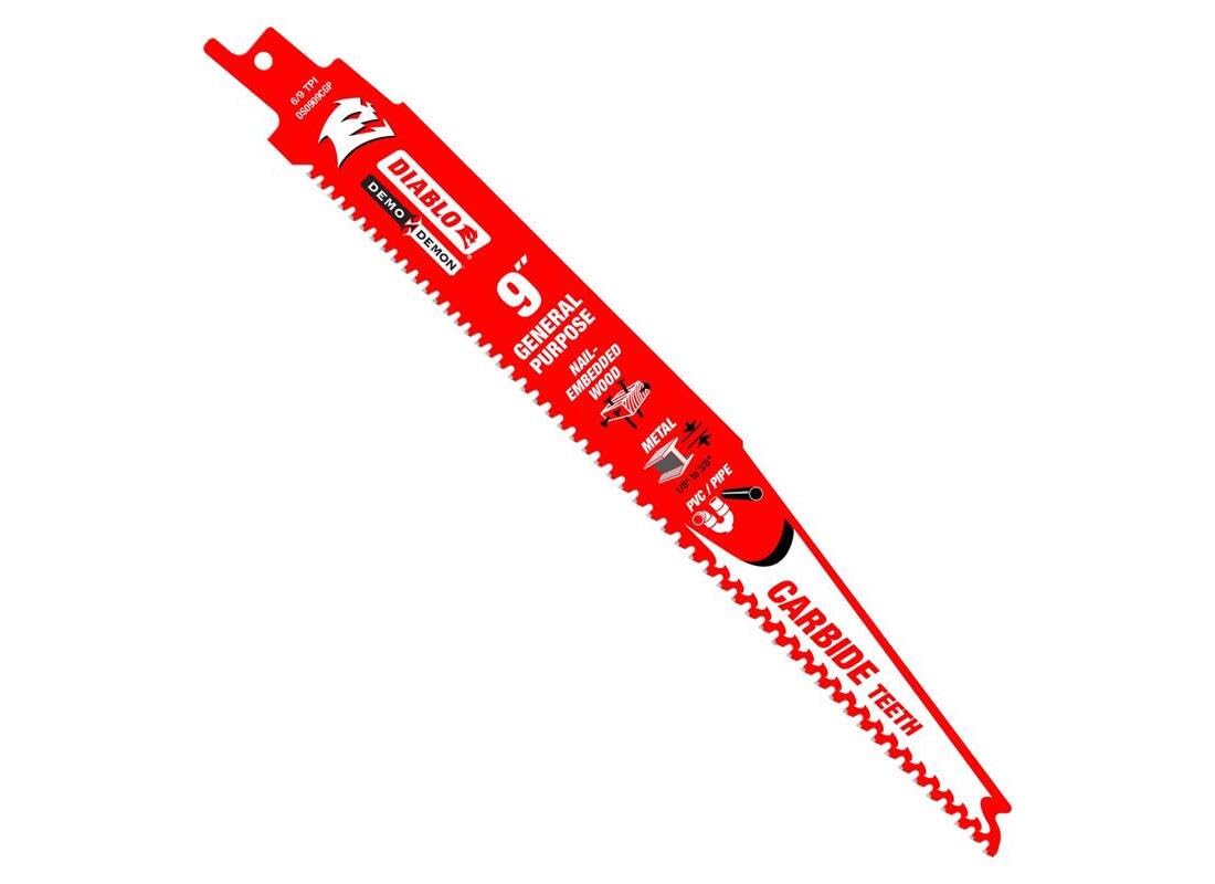Diablo Demo Demon 9-inch blade ready for general purpose cuts with carbide teeth