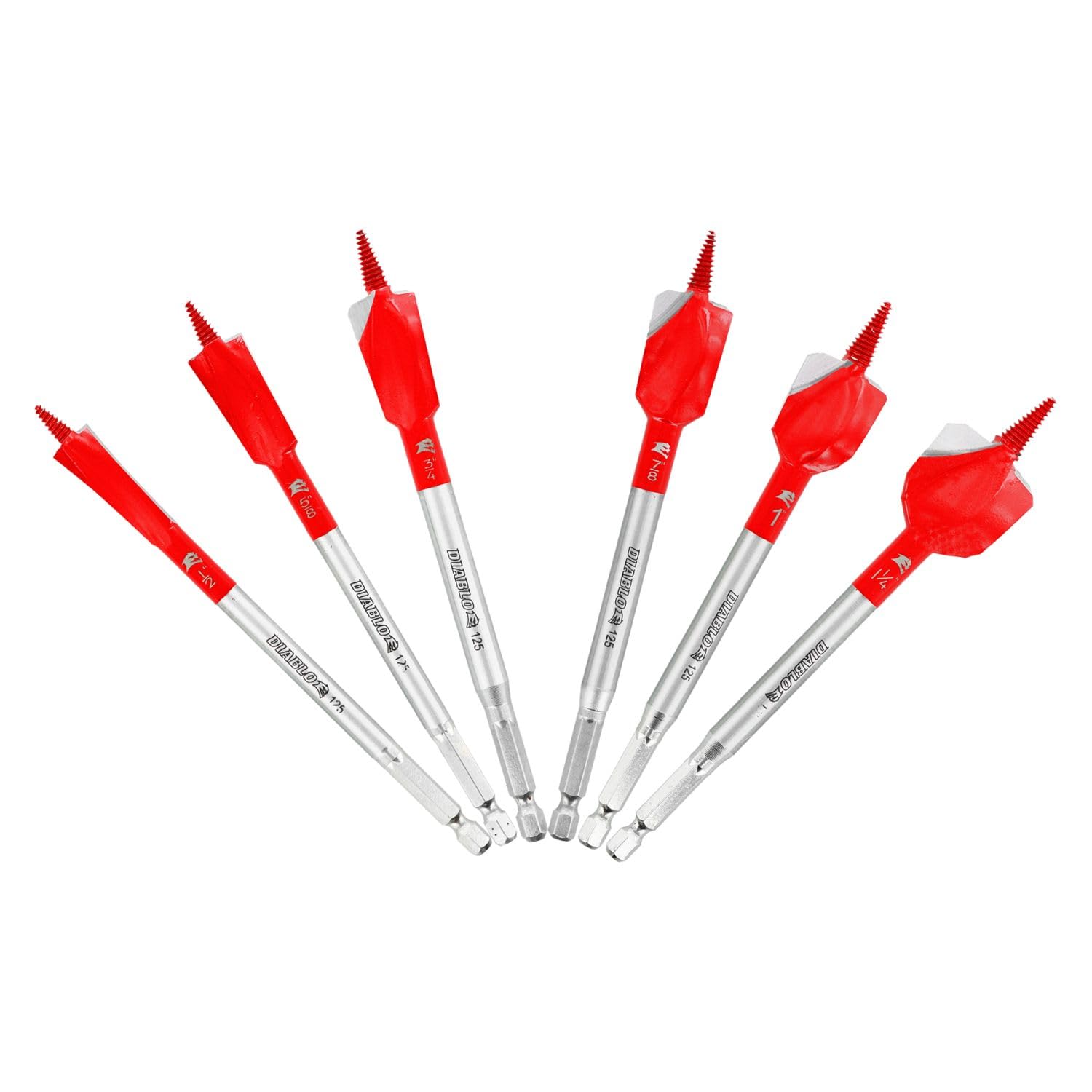 Diablo DSPD4920-S6 six-piece spade bits set for durable woodworking and easy material penetration.