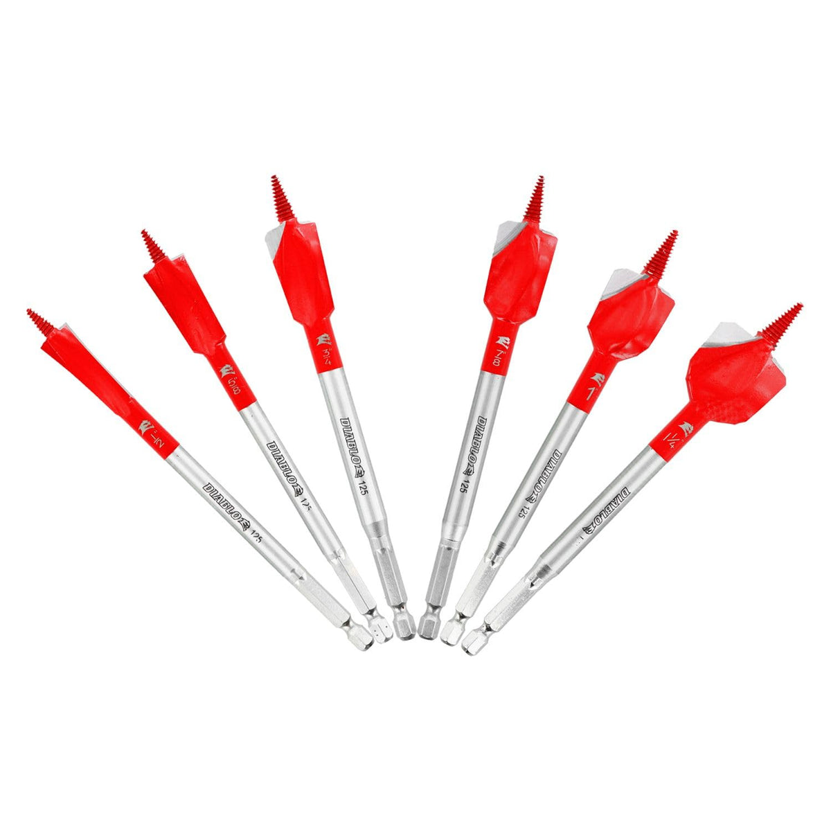 Diablo DSPD4920-S6 six-piece spade bits set for durable woodworking and easy material penetration.