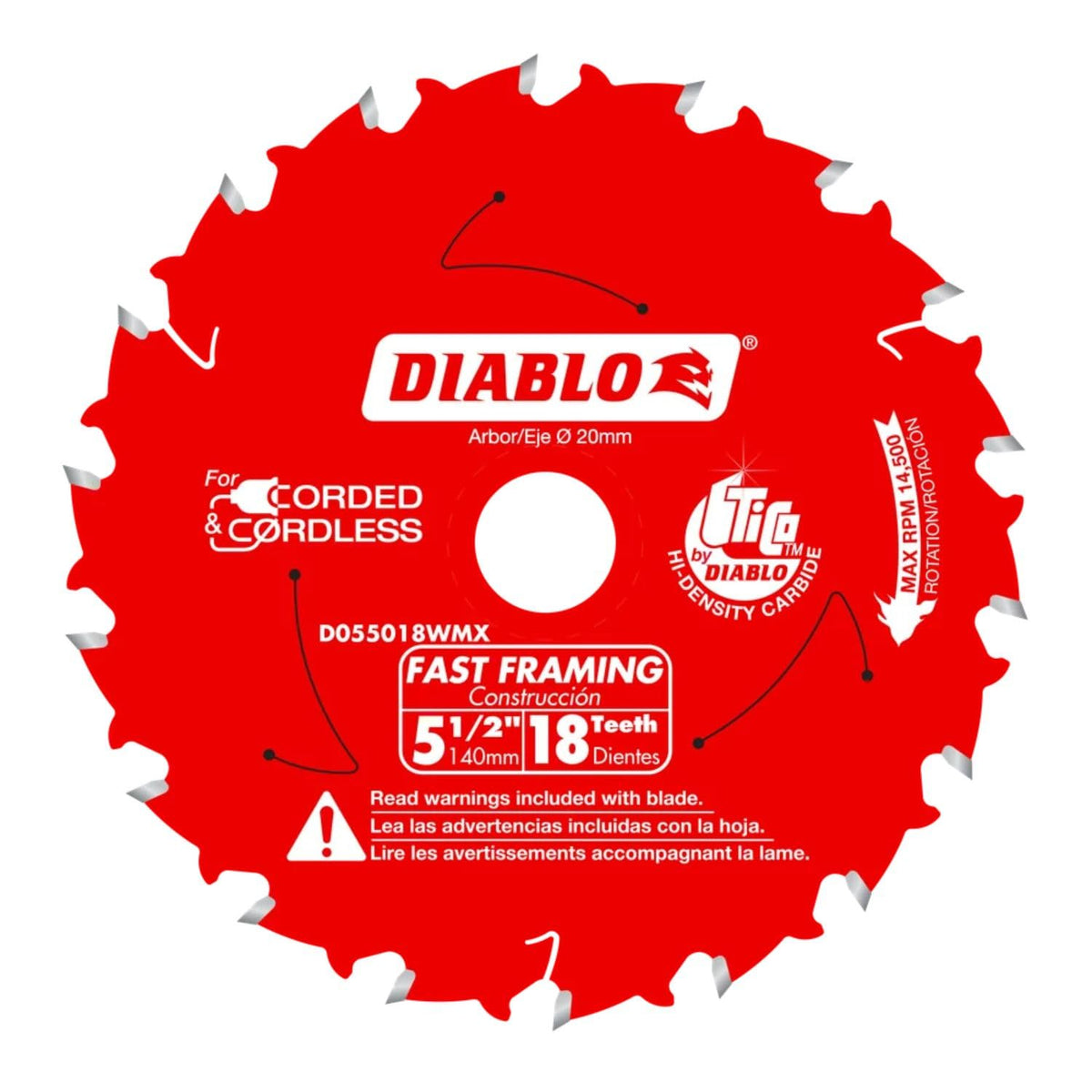 Diablo Fast Framing Saw Blade wood closeup for fast, clean framing cuts.