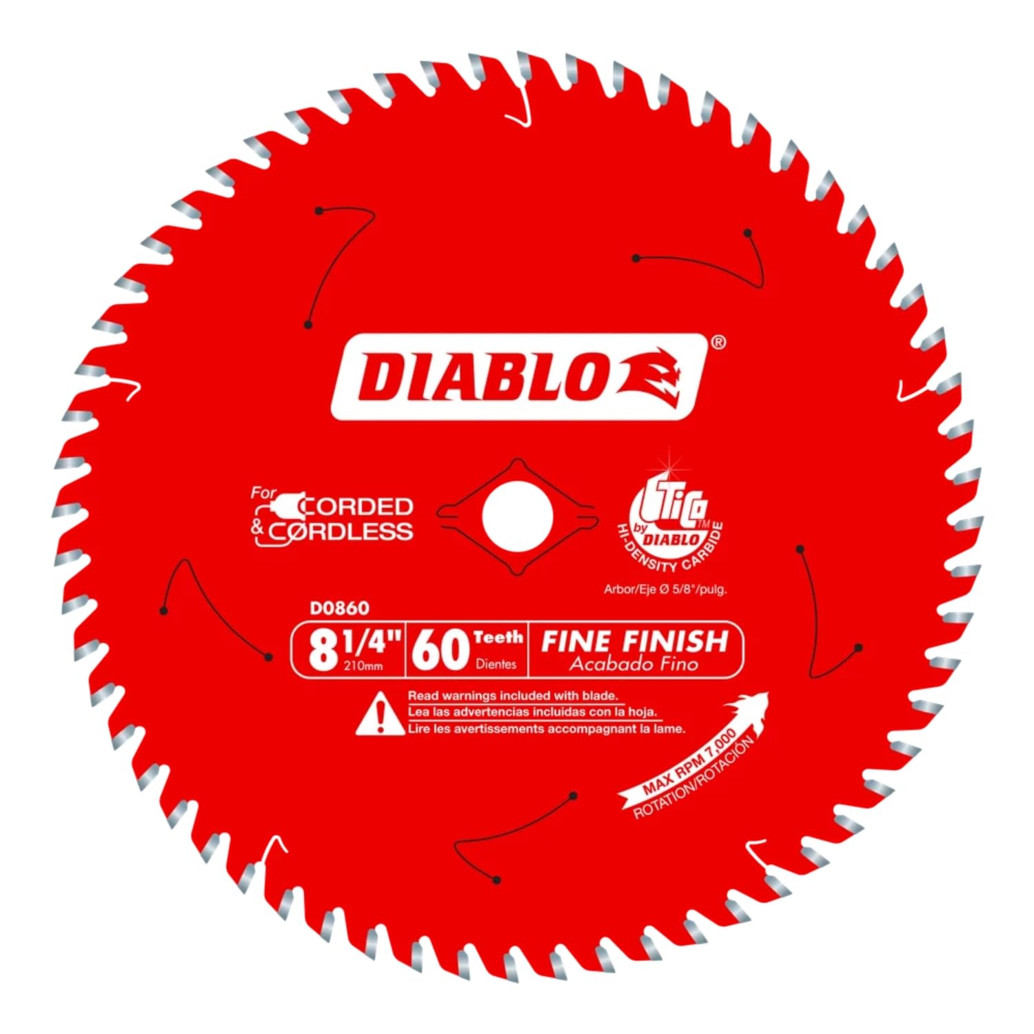 Diablo Fine Finish Saw Blade with TiCo teeth close-up showing precision edge and carbide quality