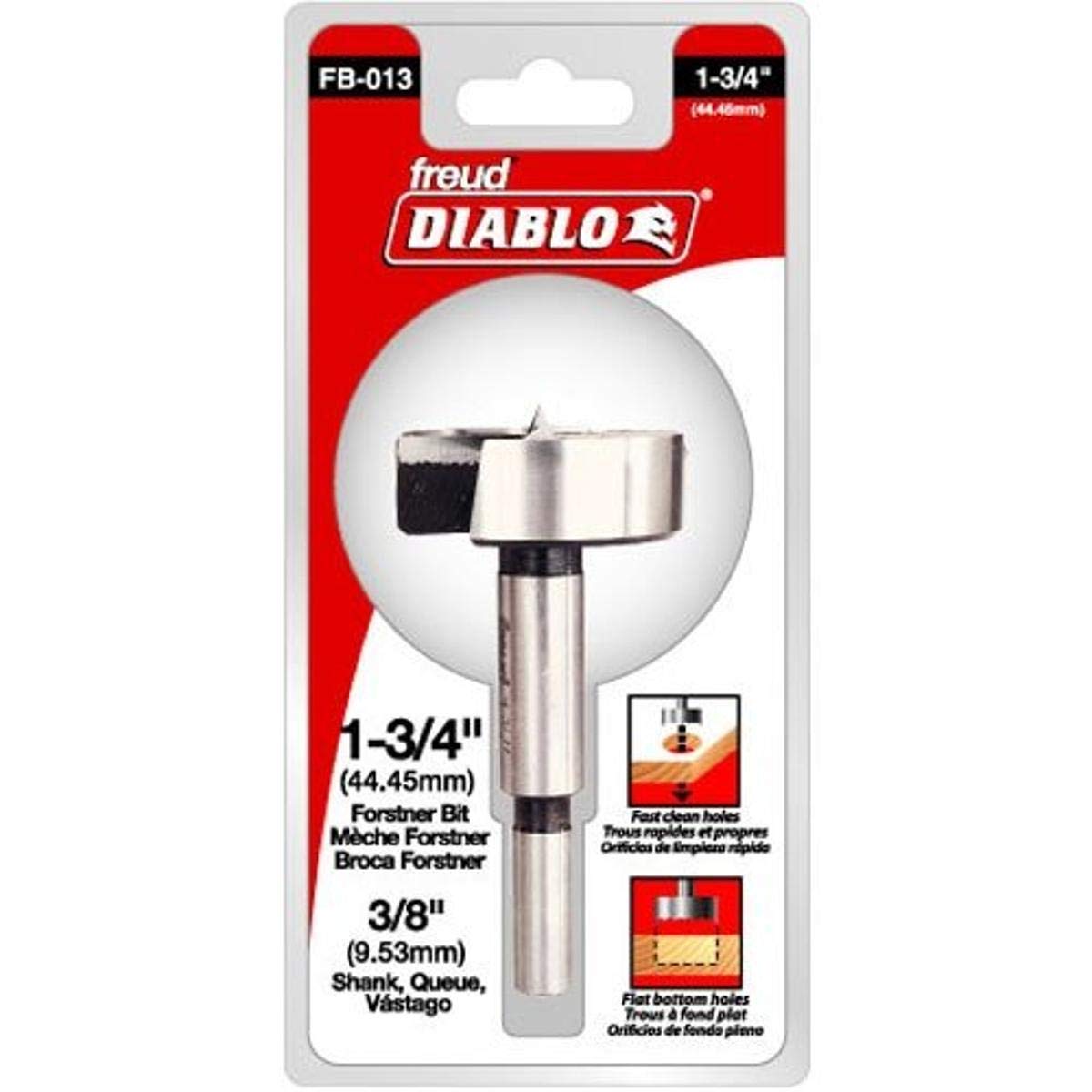 Diablo FB-013 Forstner bit drills straight holes for precise joinery.