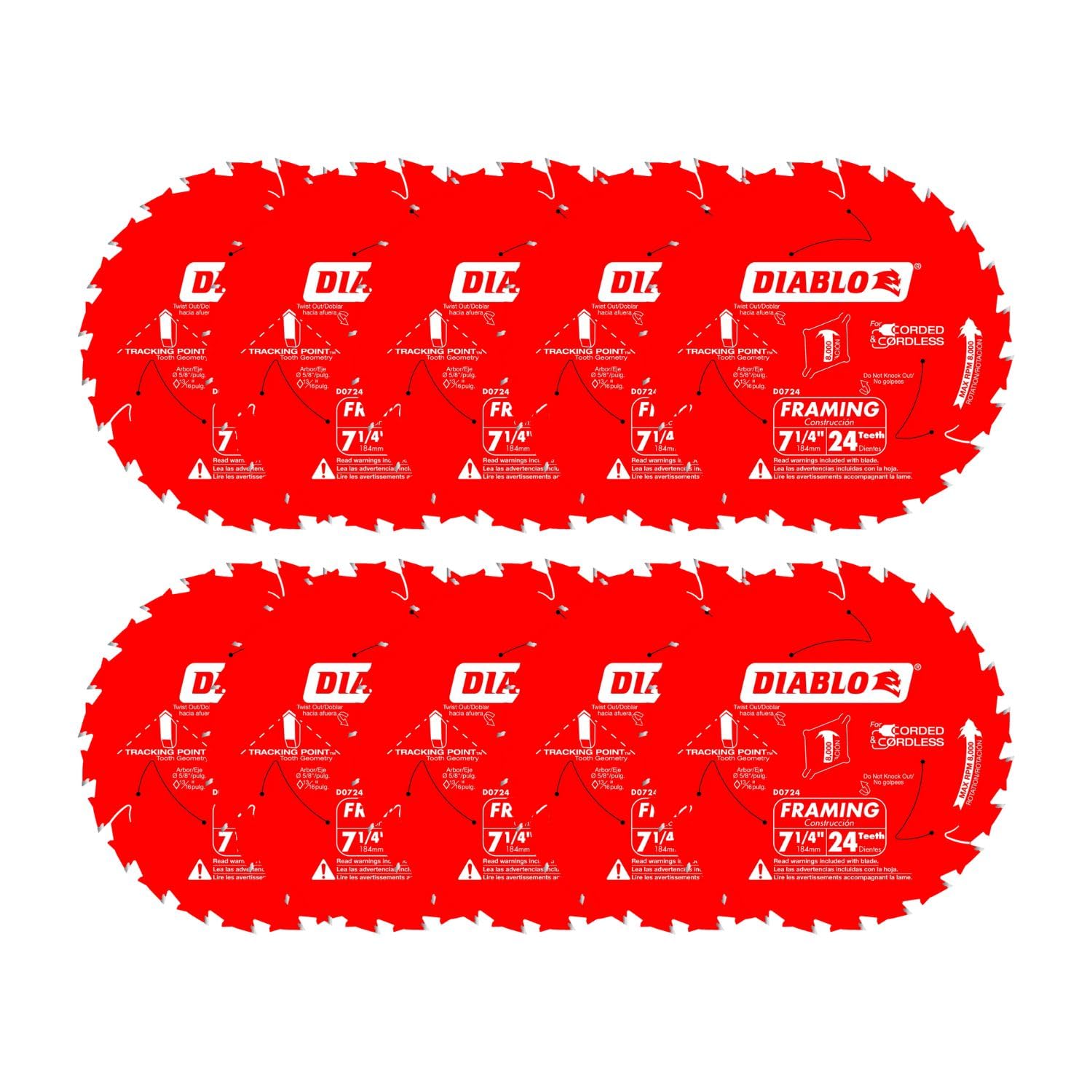 Diablo framing saw blade 7-1-4 inch 24-tooth thin kerf for clean framing cuts and longer blade life.
