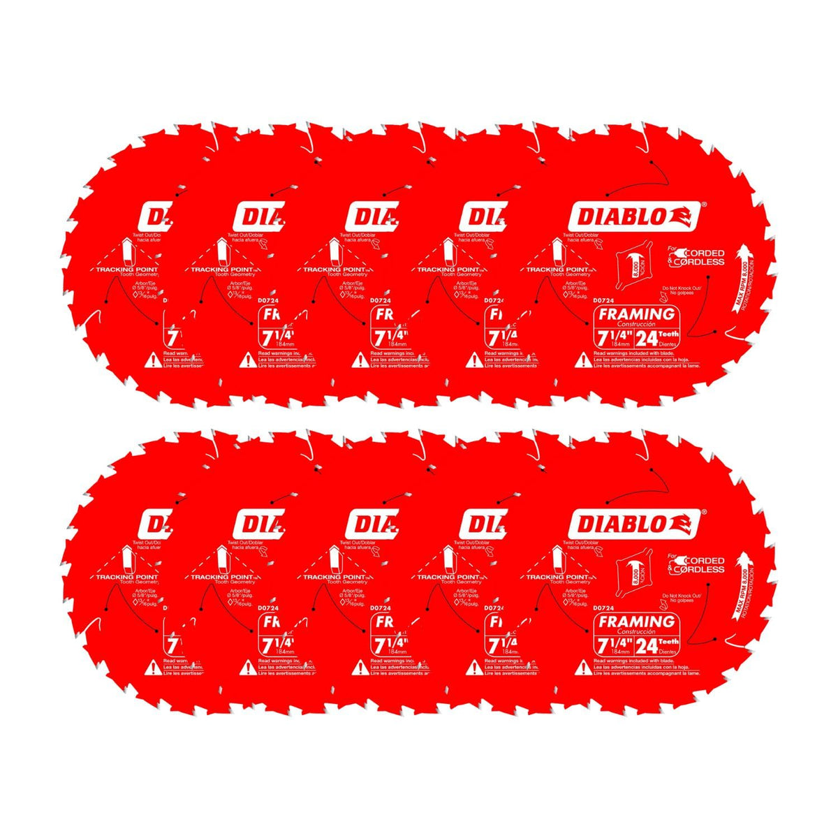 Diablo framing saw blade 7-1-4 inch 24-tooth thin kerf for clean framing cuts and longer blade life.