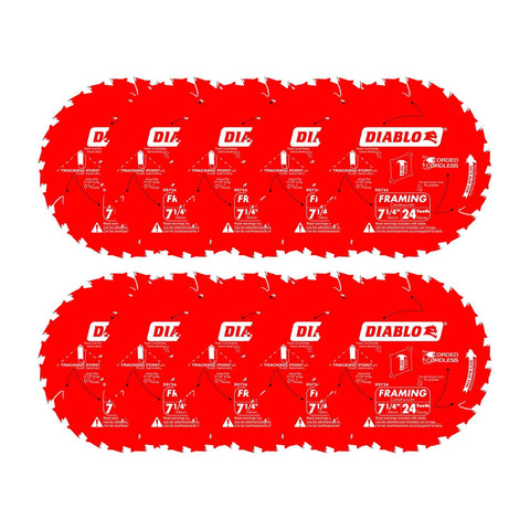 Diablo framing saw blade 7-1-4 inch 24-tooth thin kerf for clean framing cuts and longer blade life.