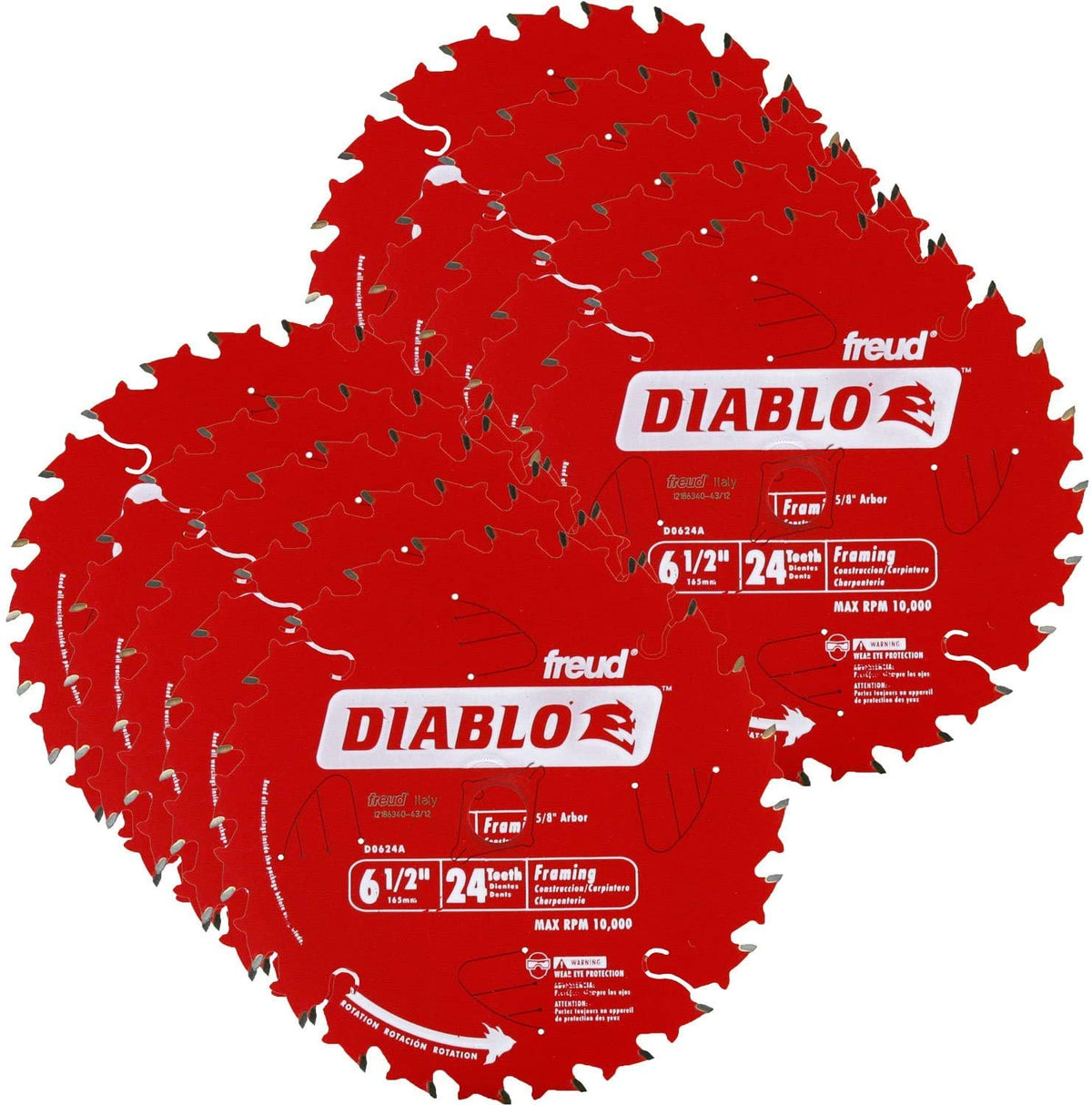 Diablo Freud 6-1/2-inch 24T ATB framing blade pack for durable framing cuts