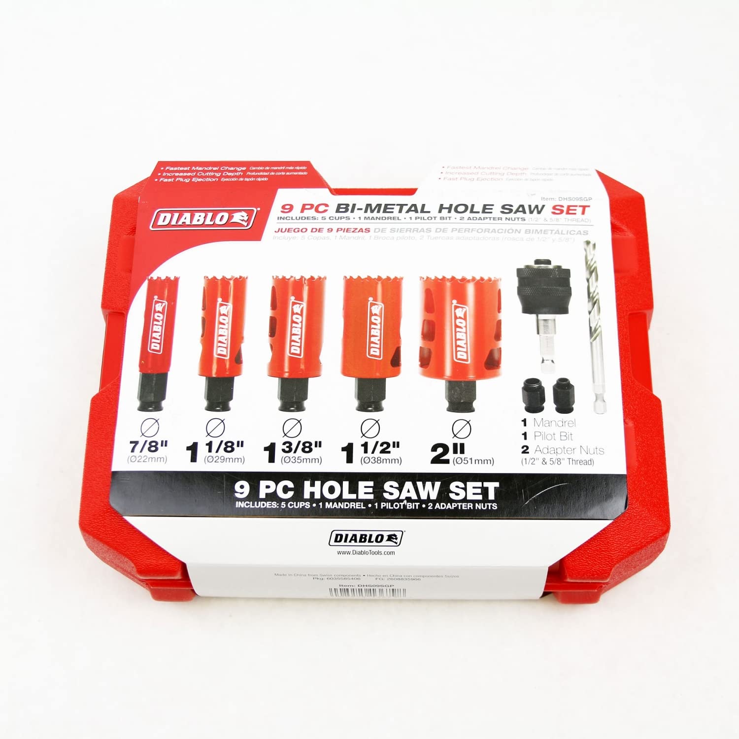 Diablo Freud DHS09SGP universal-mandrel-pilot-bit compatible with all hole saws.