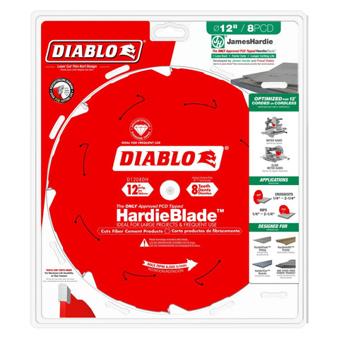 Diablo HardieBlade D1208DH teeth close-up showing durable PCD triple-chip grind