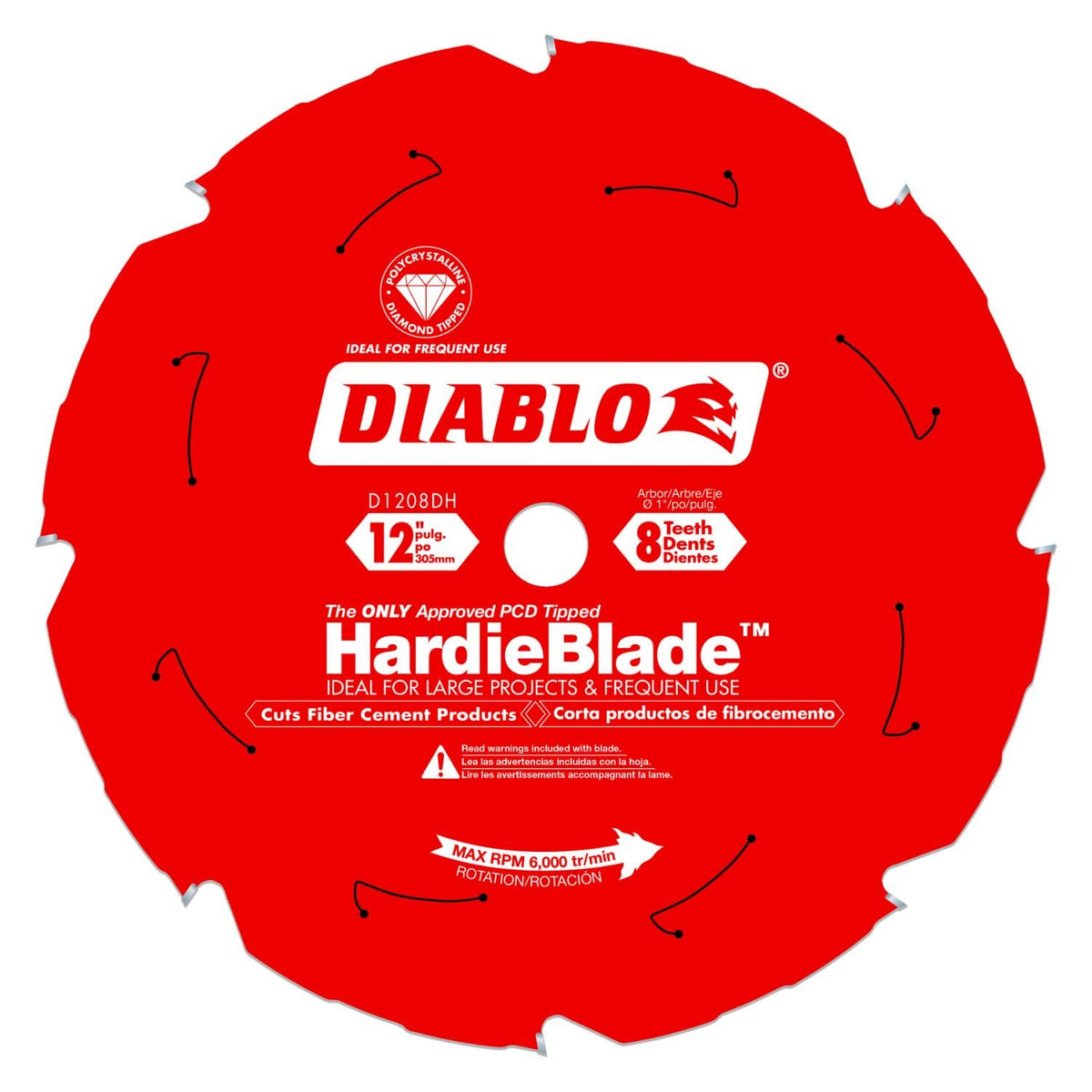 Diablo HardieBlade D1208DH fiber cement cut close-up showing clean, low-dust results