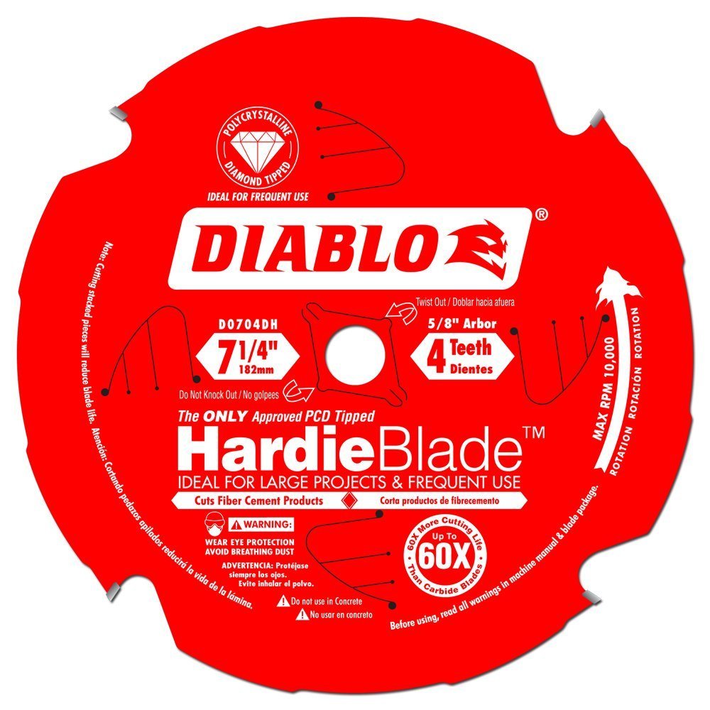 Diablo HardieBlade fiber cement saw blade 7-1/4 inch with four teeth for fast, clean cuts