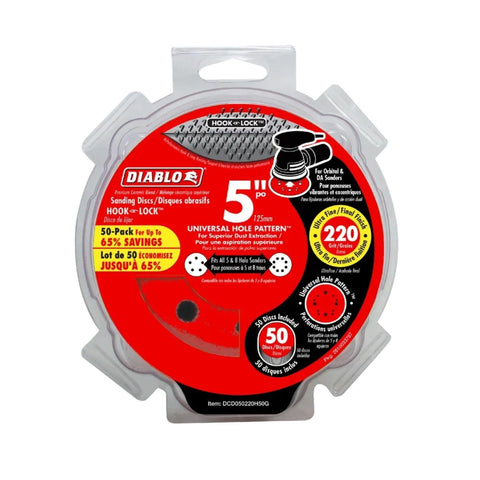 Diablo 5in 220 grit disc on wood and plastics for fine finishing