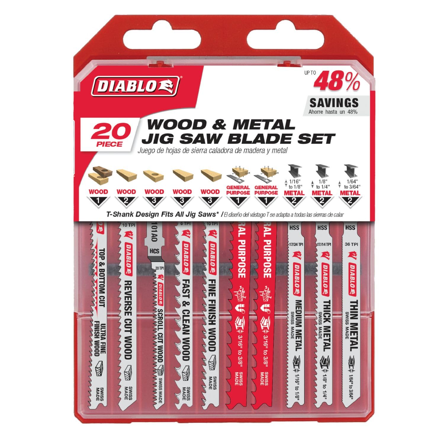 Diablo jig saw blade set blades close-up showing bi-metal and HSS blades for precise cuts