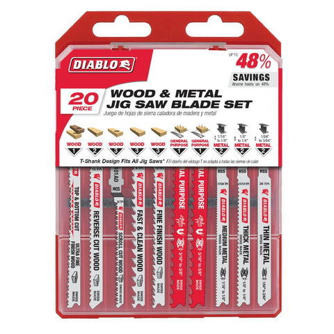 Diablo jig saw blade set blades close-up showing bi-metal and HSS blades for precise cuts