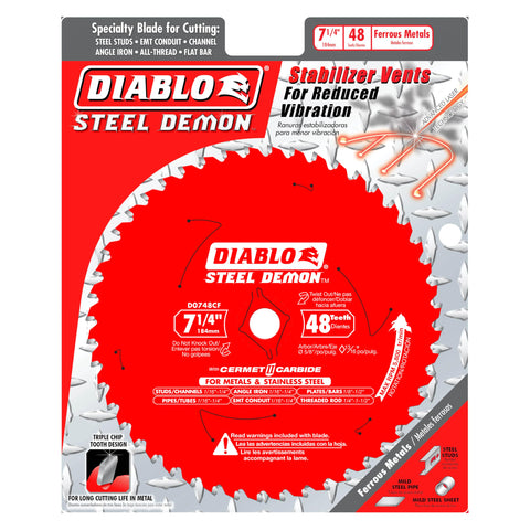 Diablo Steel Demon Cermet II blade cutting metal in action for cooler, cleaner cuts