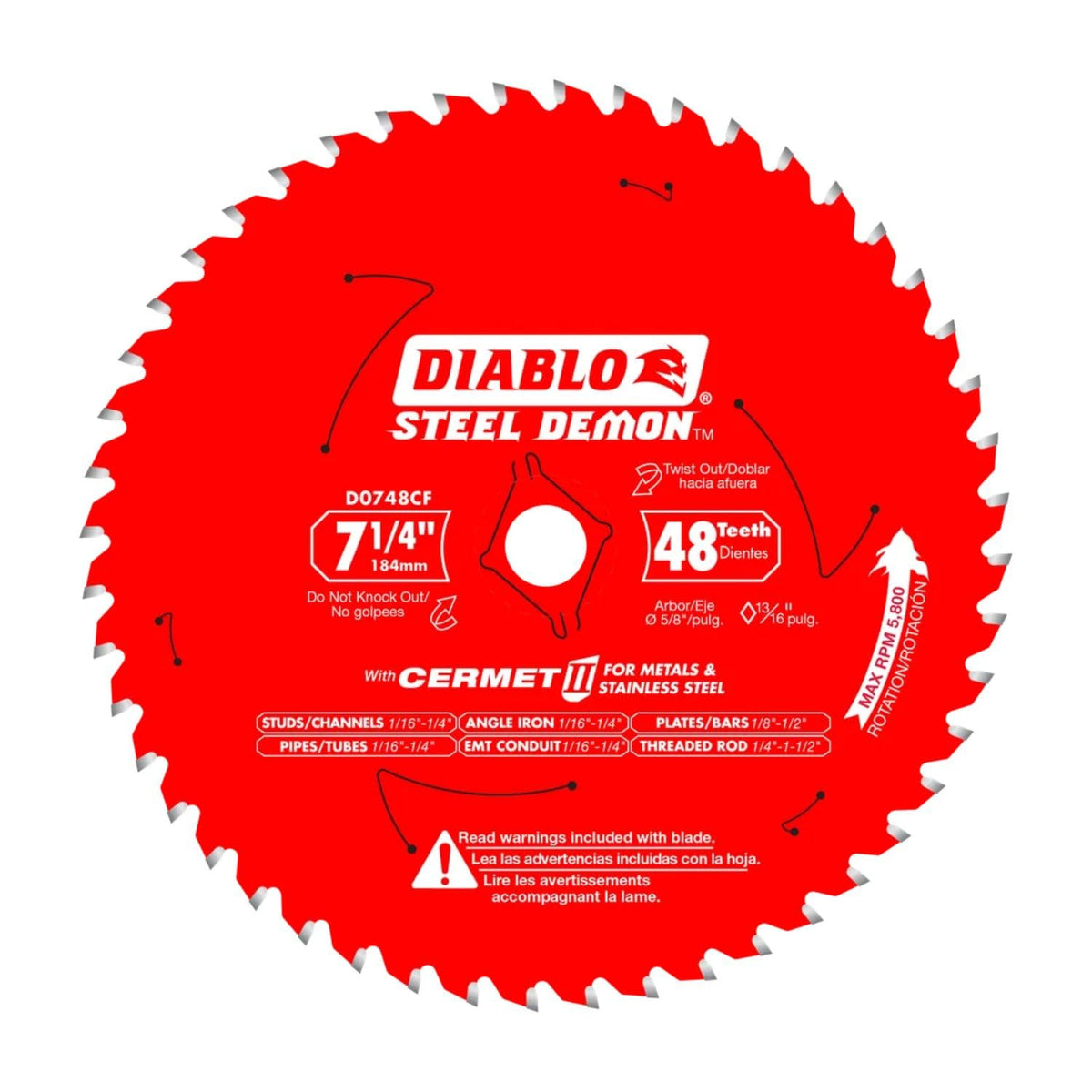 Diablo Steel Demon Cermet II blade close-up for 7-1-4 inch metal cutting with longer life