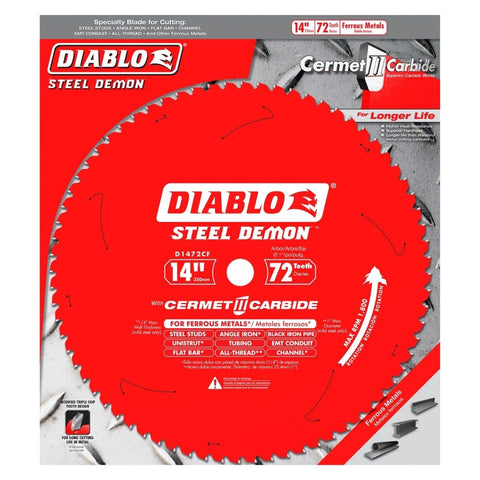 Diablo Steel Demon Cermet II blade showing stabilizer vents for cooler, straighter cuts.