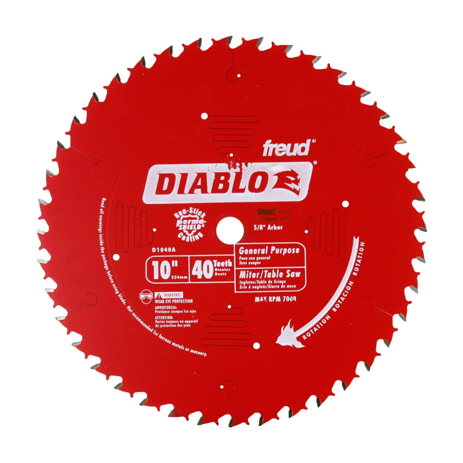 Diablo Tools 10-inch 40-tooth carbide circular saw blade delivers precise, smooth framing and finishing cuts.