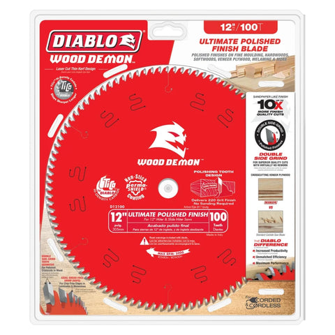 Diablo Ultimate Polished Finish Saw Blade dust-free-cutting enables precise, clean cuts.