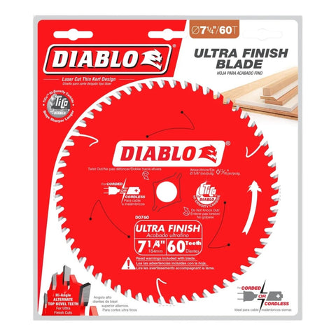 Diablo Ultra Finish blade in action for clean wood cuts.